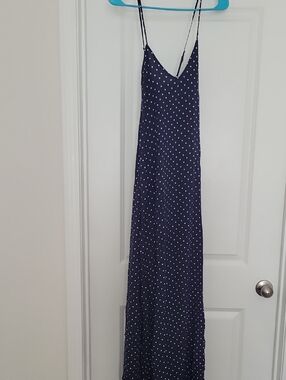 Old Navy Navy Maxi Slip Dress with White Polka Dots